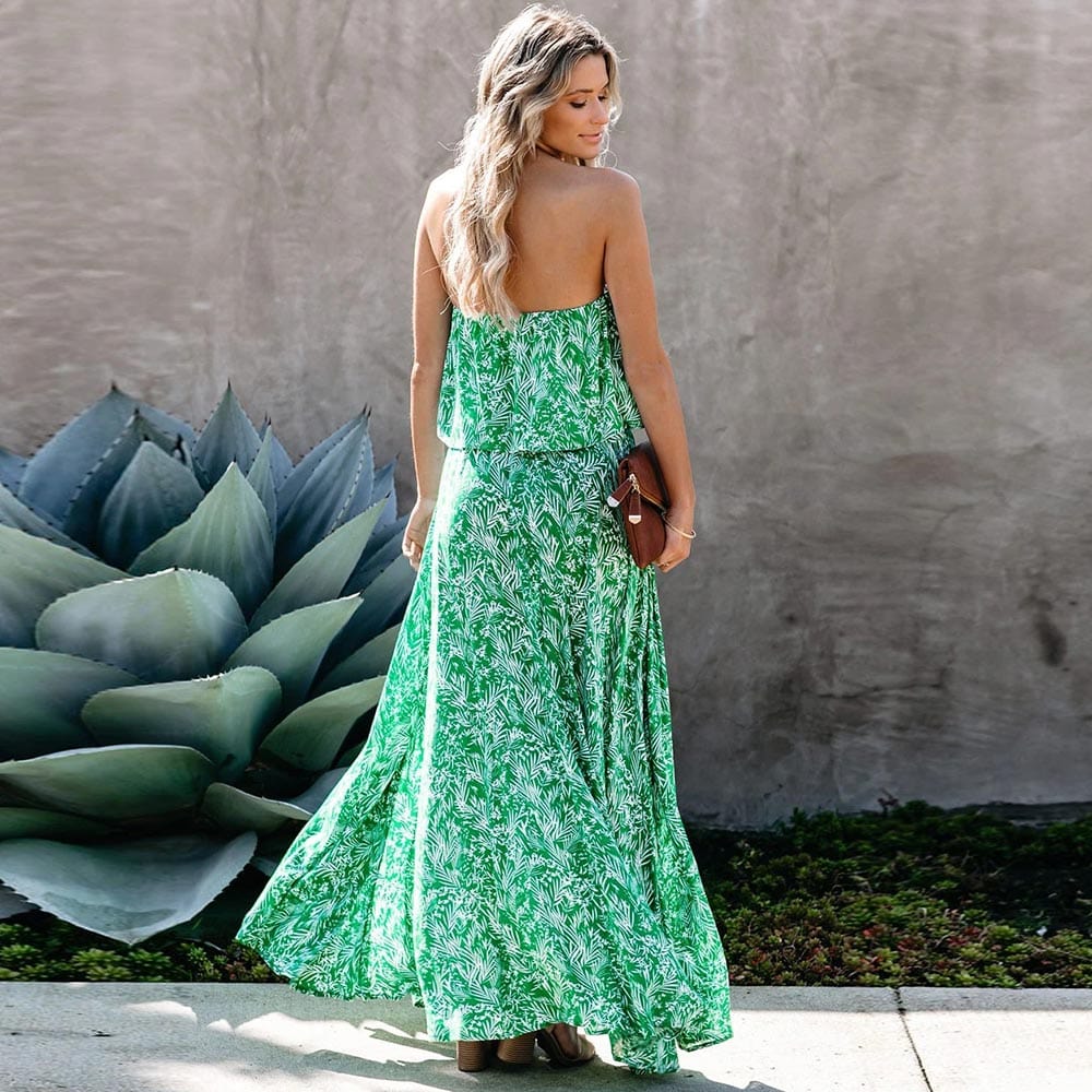 Women's Maxi Dress Green Size M Polyester Boho Summer Style-3