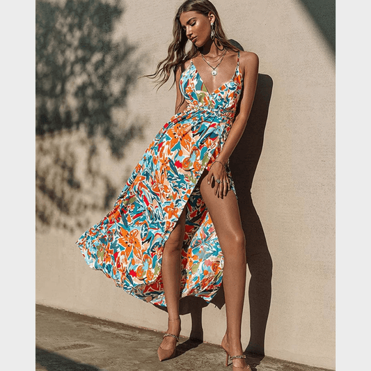 Women's Floral Maxi Dress Size S M L Polyester-2