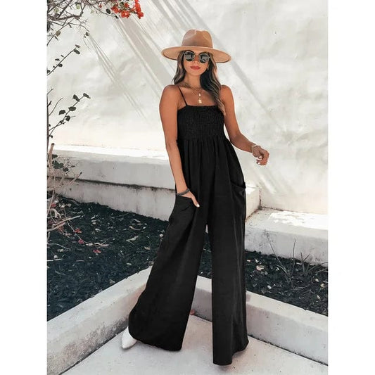 Women's Jumpsuit White Size S Polyester Casual Spaghetti Strap Playsuit-2