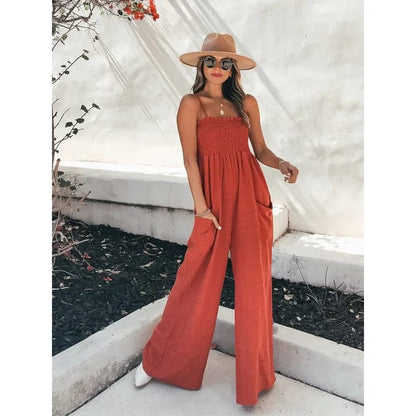 Variant image for Women's Jumpsuit White Size S Polyester Casual Spaghetti Strap Playsuit-1