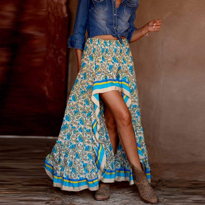 Variant image for Women's Maxi Skirt Blue Floral Cotton Polyester-5