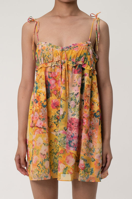 Women's Mini Dress Multicolor Chiffon Floral Summer Dress-1