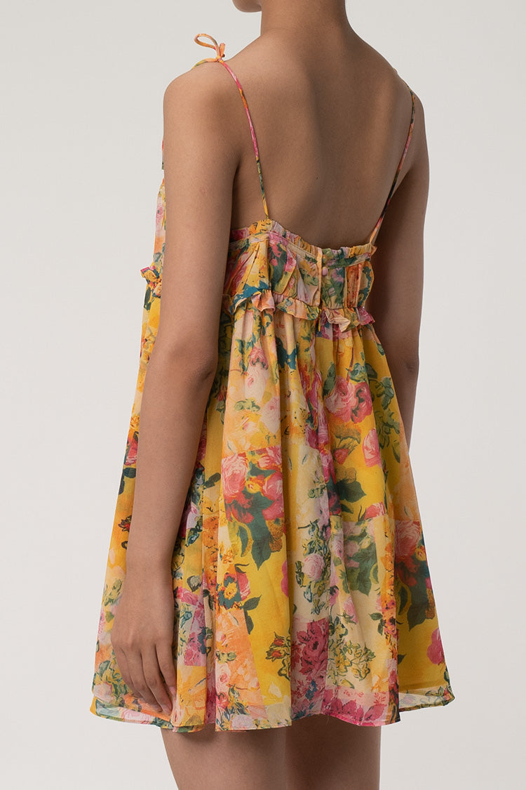 Women's Mini Dress Multicolor Chiffon Floral Summer Dress-4