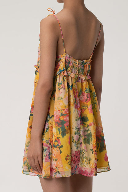 Women's Mini Dress Multicolor Chiffon Floral Summer Dress-4