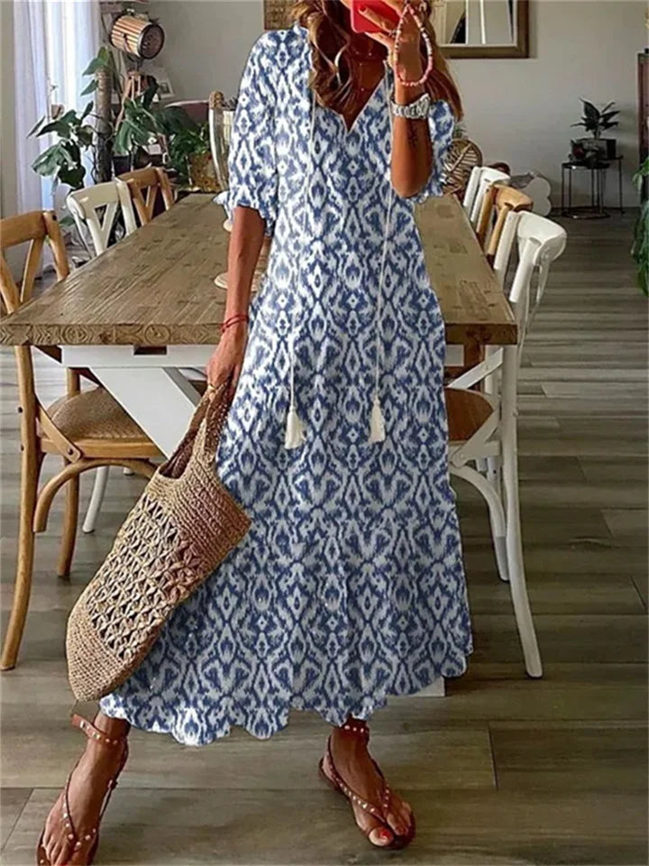 Women's Maxi Dress Floral Print Size M Cotton Blend-4