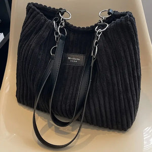 Women's Tote Bag Beige One Size Corduroy