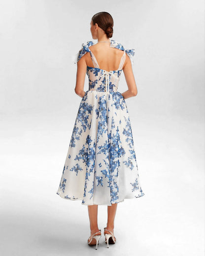 Women's Midi Dress Blue Organza 3