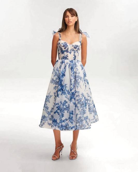 Women's Midi Dress Blue Organza 1