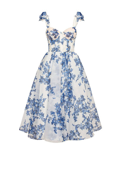 Women's Midi Dress Blue Organza 5