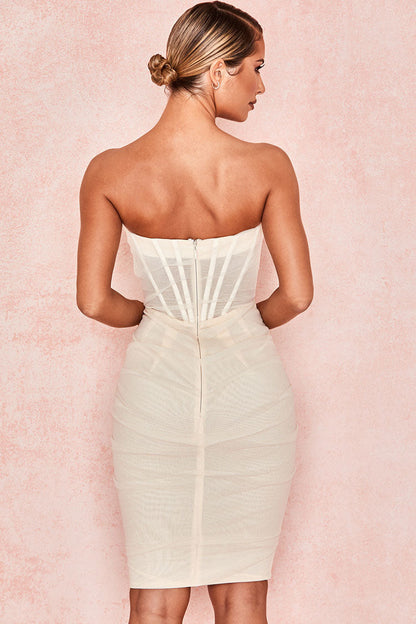 Women's Mini Dress White Mesh Bodycon-3
