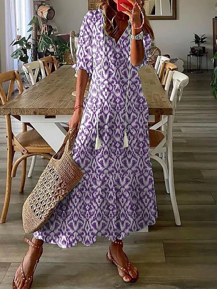 Women's Maxi Dress Floral Print Lightweight Polyester-3