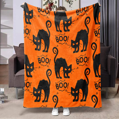 Halloween Flannel Blanket Black Geometric Polyester Multi-Size 56