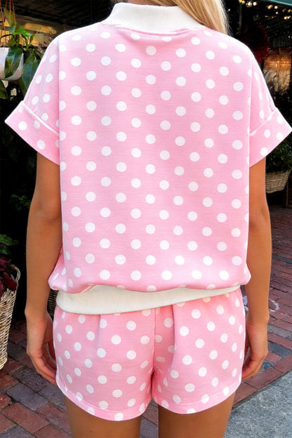 Women's Polka Dot Mock Neck Short Set - View 2 | Hensley London