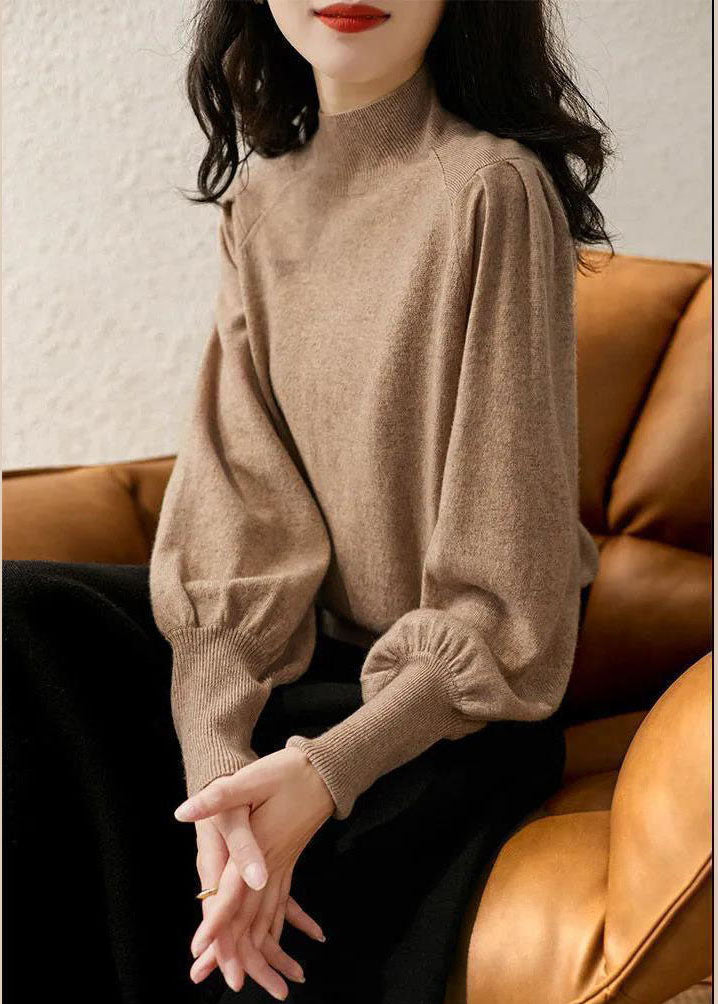 Women's Knit Sweater Khaki Patchwork Winter - 2