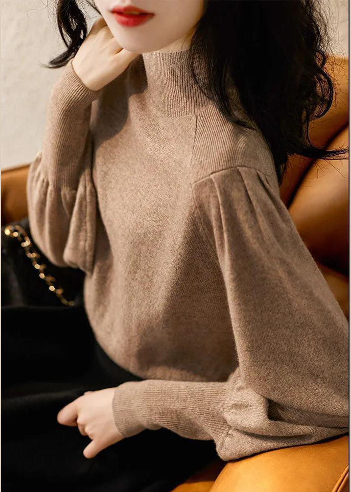 Women's Knit Sweater Khaki Patchwork Winter - 3