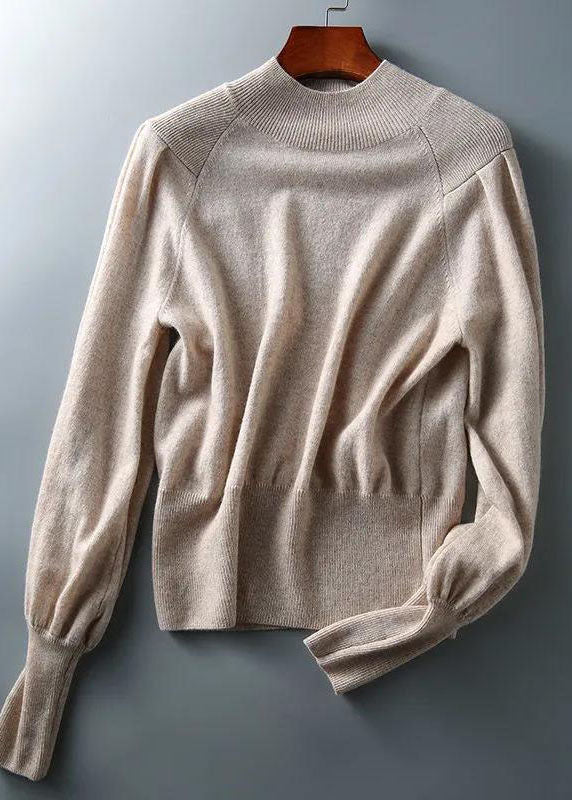 Women's Knit Sweater Khaki Patchwork Winter - 4
