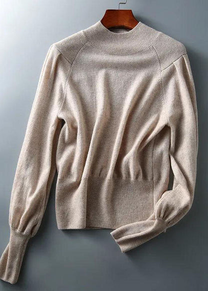 Women's Knit Sweater Khaki Patchwork Winter - 4