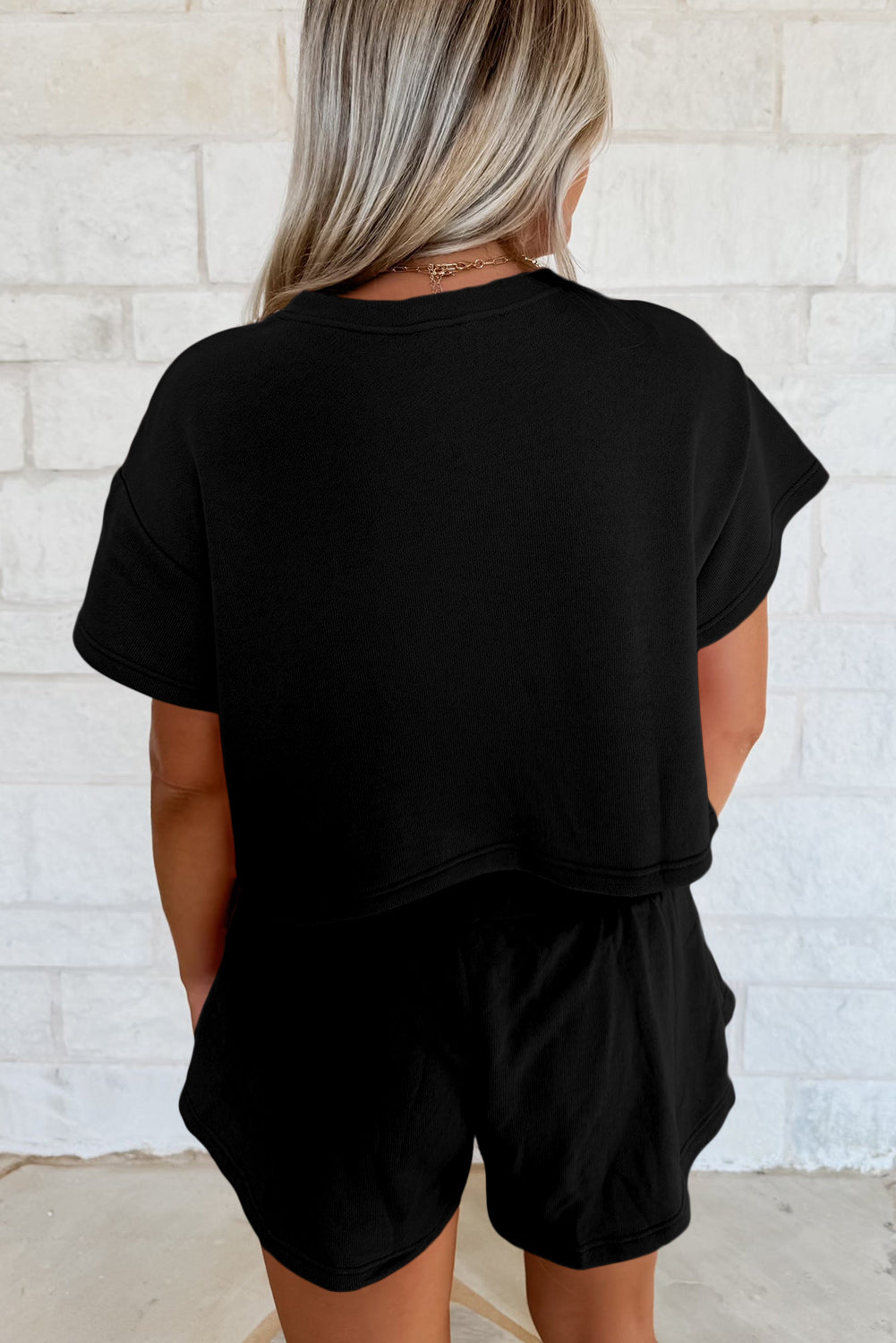 Women's Cropped Tee and Ruffle Skort Set - View 2 | Hensley London