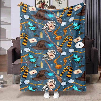 Halloween Flannel Blanket Black Geometric Polyester Multi-Size 63