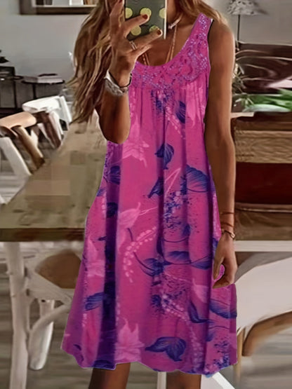 Women's Floral Maxi Dress Blue Polyester-4