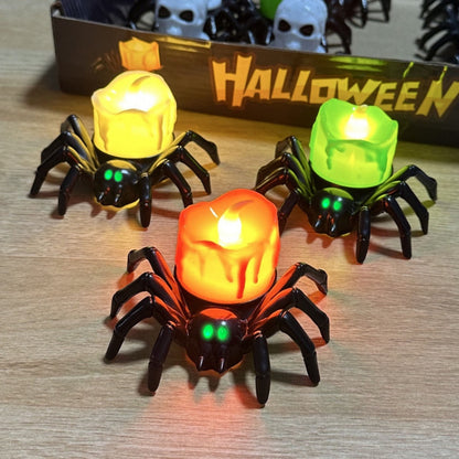 Halloween Spider Candle Lamp Orange Plastic LED 4