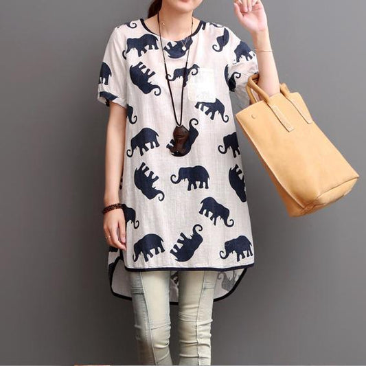 Elysian Summer Dress | Elephant Print, Linen Blend