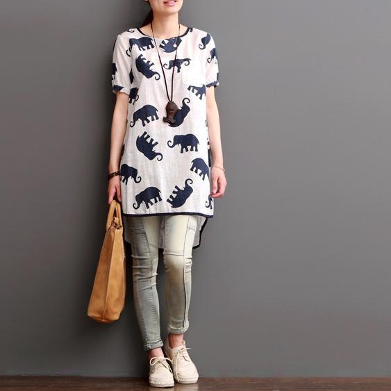 Elysian Summer Dress | Elephant Print, Linen Blend - Image 2