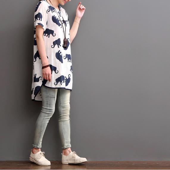Elysian Summer Dress | Elephant Print, Linen Blend - Image 3