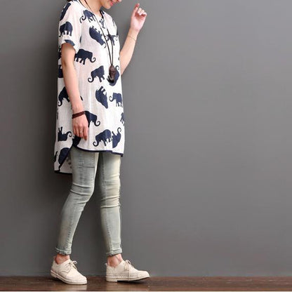 Elysian Summer Dress | Elephant Print, Linen Blend - Image 3