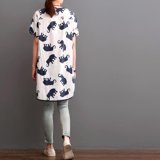 Elysian Summer Dress | Elephant Print, Linen Blend - Image 4