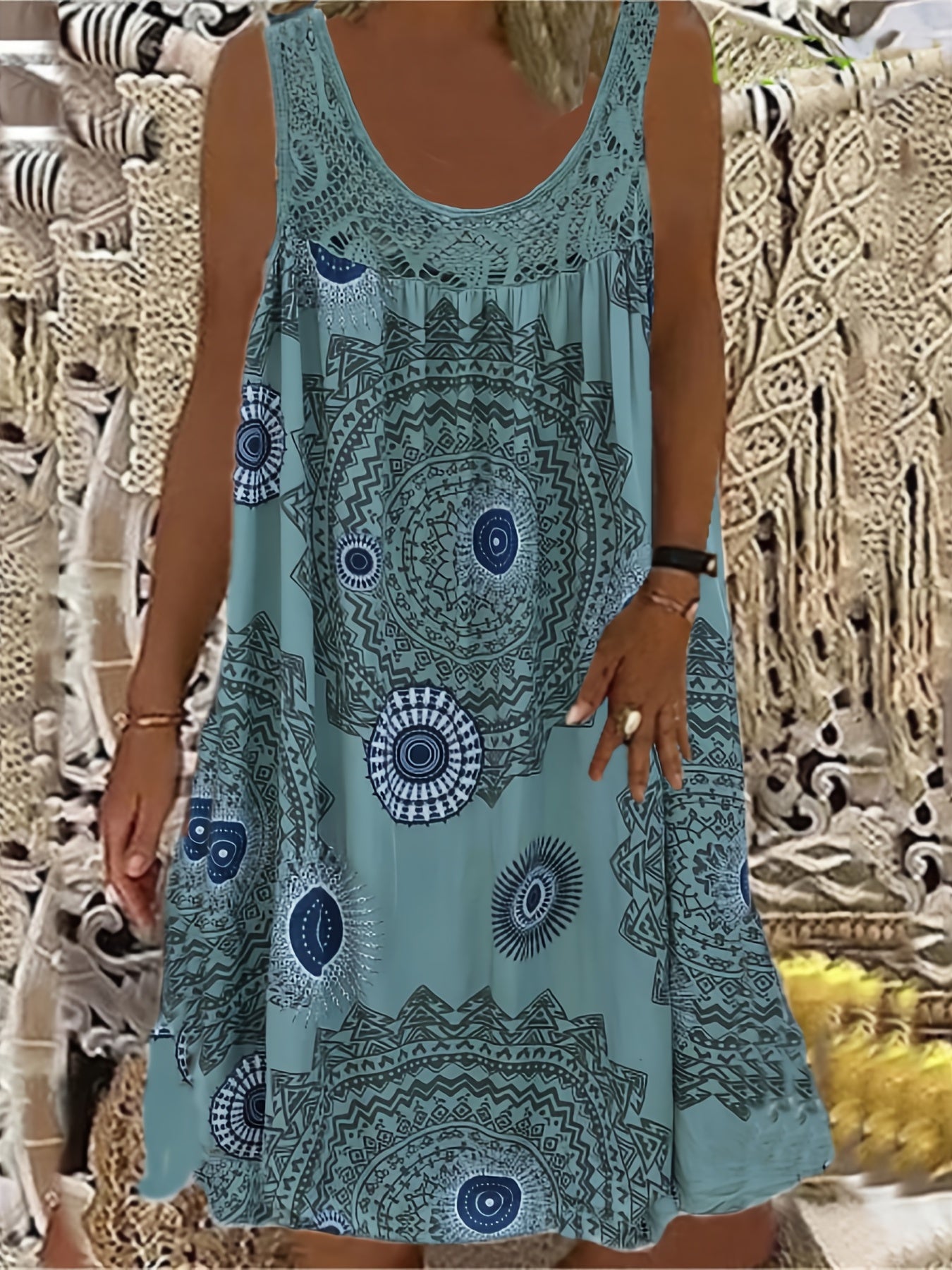 Women's Floral Maxi Dress Blue Polyester-6