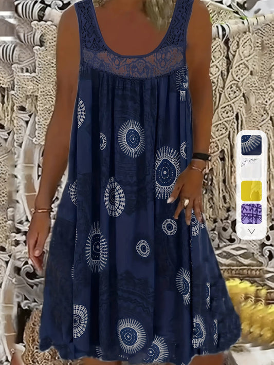 Women's Floral Maxi Dress Blue Polyester-2