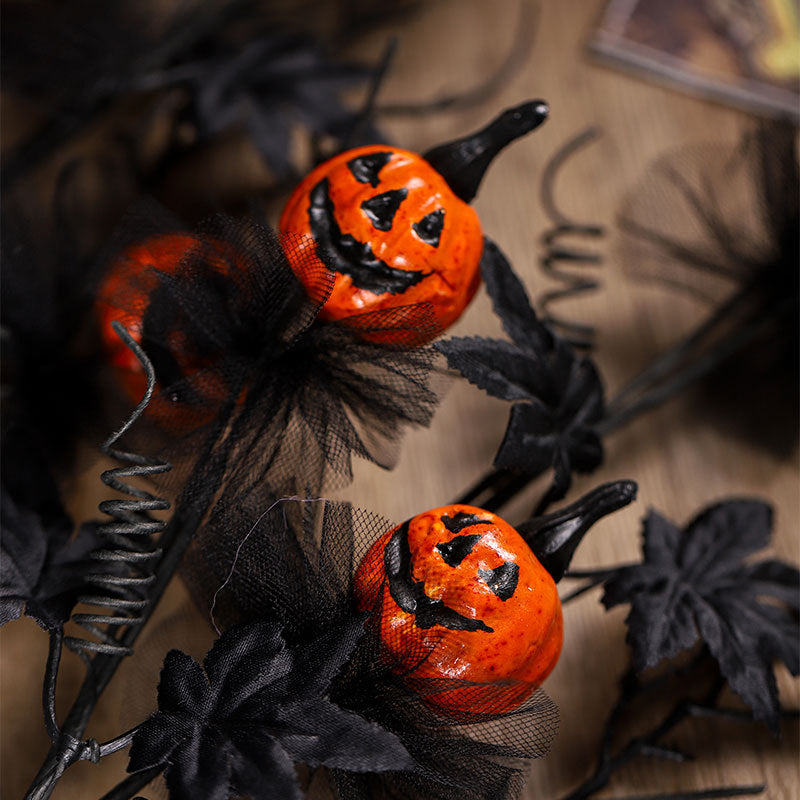 Women's Halloween Bouquet Black Plastic Pumpkin Design 4