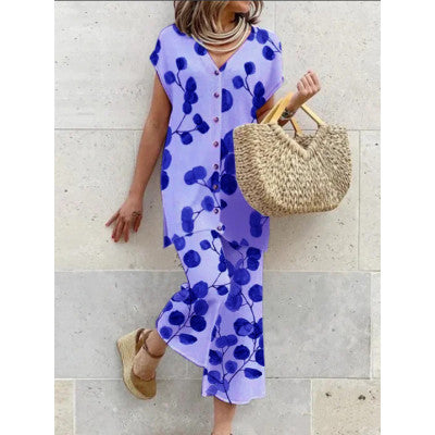 Women's Long Dress Green Rayon Blend Botanical Print-5