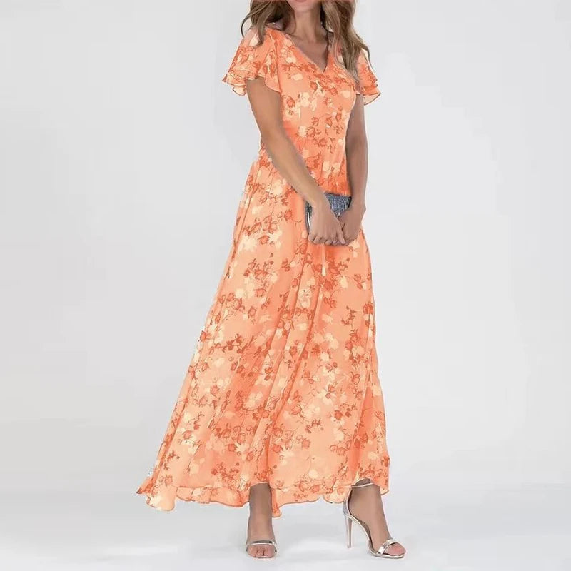 Variant image for Women's Maxi Dress Floral Print Size M Chiffon-19