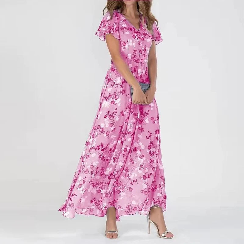 Variant image for Women's Maxi Dress Floral Print Size M Chiffon-13