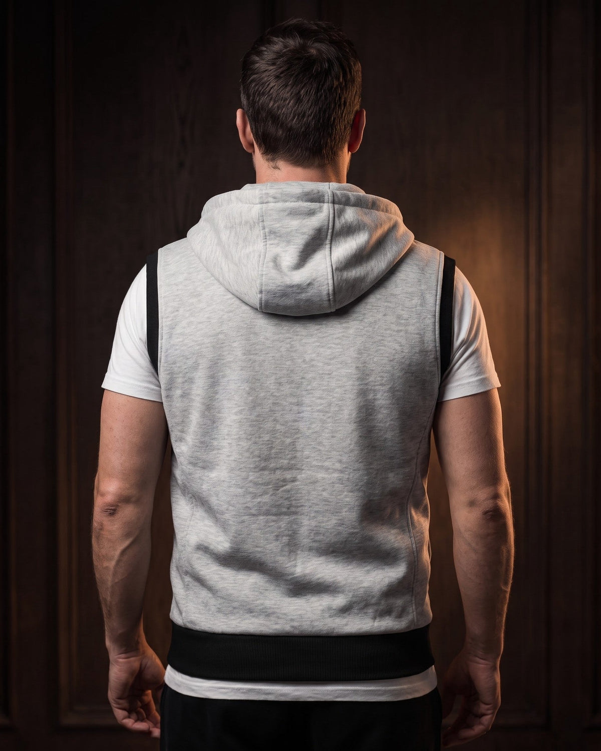 Men's Cotton Blend Zip-Up Hooded Vest – additional product view | Hensley London