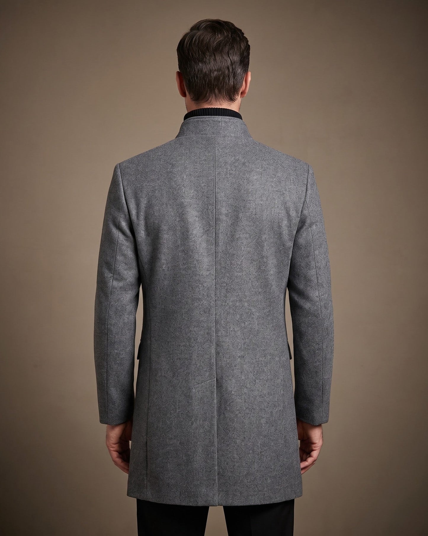 Men's Wool Mandarin Collar Overcoat - additional product view | Hensley London