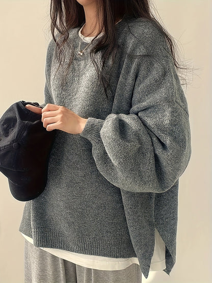 Women's Relaxed Crew Neck Long-Sleeve Sweater - additional product view | Hensley London