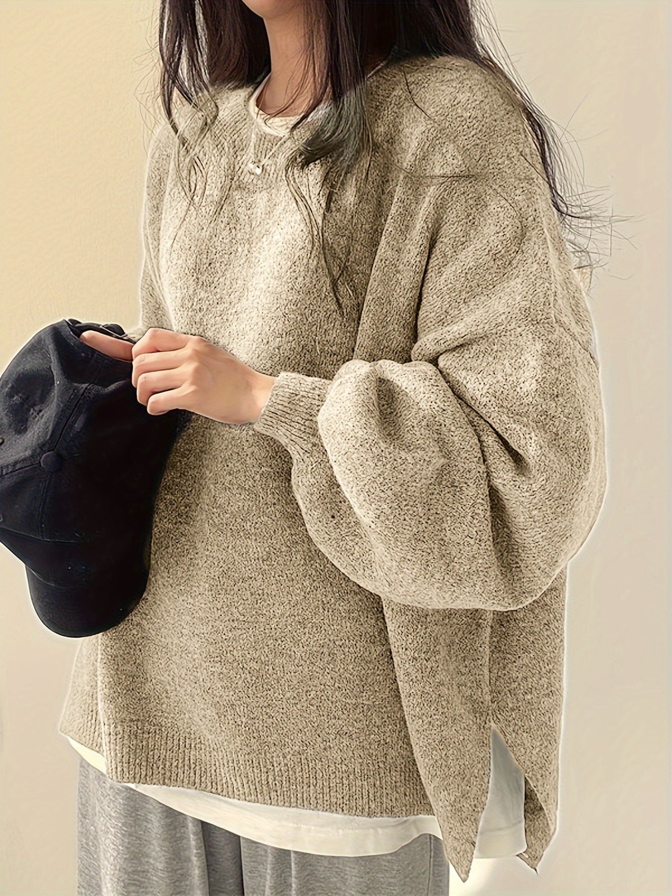 Women's Relaxed Crew Neck Long-Sleeve Sweater - additional product view | Hensley London