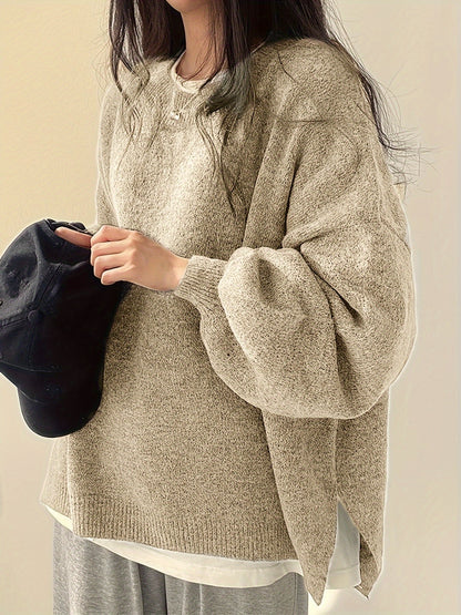 Women's Relaxed Crew Neck Long-Sleeve Sweater - additional product view | Hensley London