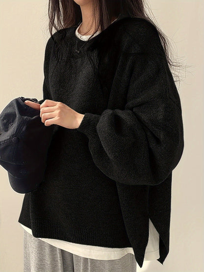 Women's Relaxed Crew Neck Long-Sleeve Sweater - additional product view | Hensley London