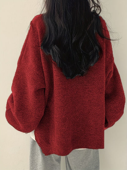 Women's Relaxed Crew Neck Long-Sleeve Sweater - additional product view | Hensley London