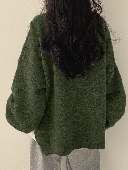 Women's Relaxed Crew Neck Long-Sleeve Sweater - additional product view | Hensley London