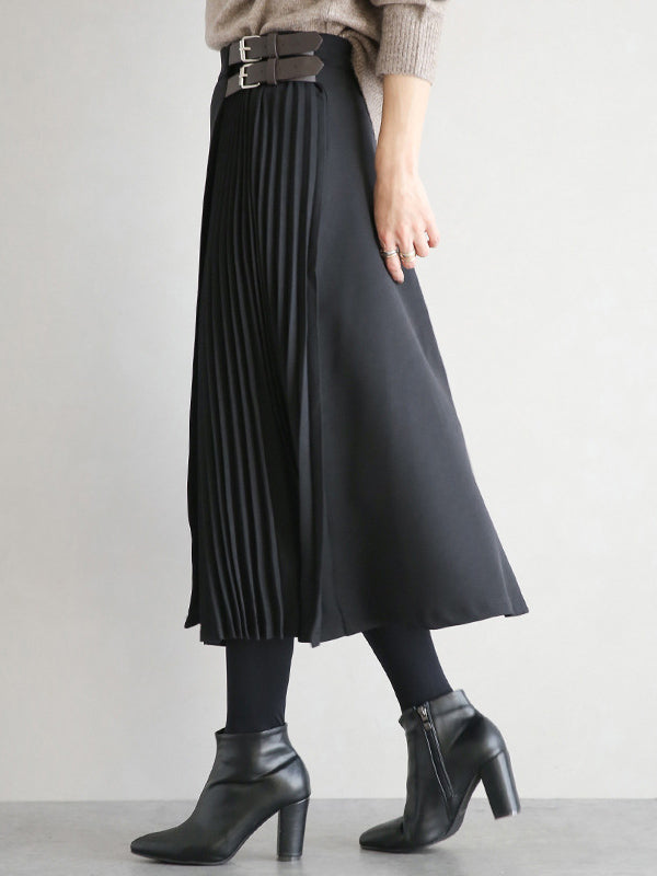 Women's Pleated A-Line Midi Skirt - additional product view | Hensley London