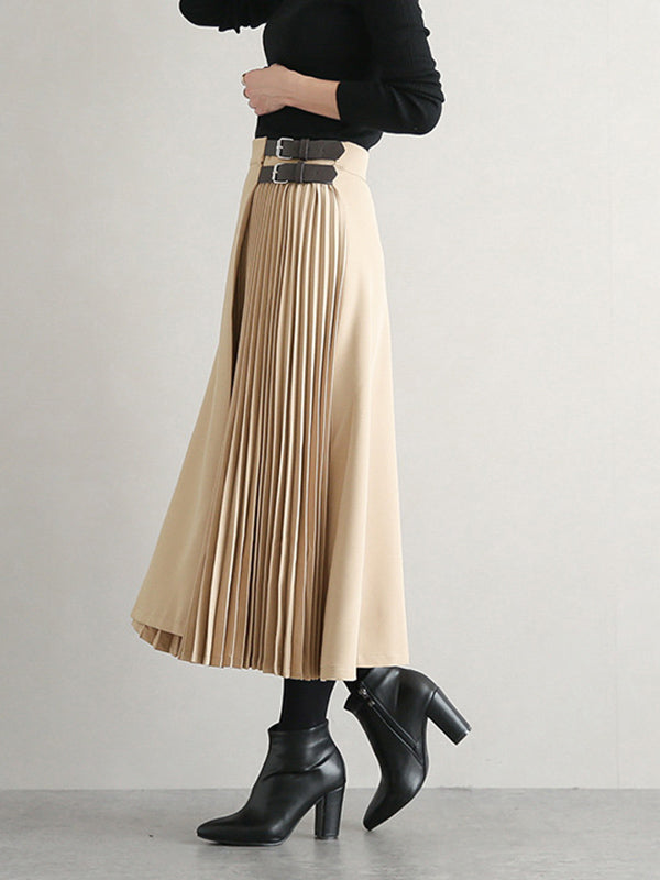 Women's Pleated A-Line Midi Skirt - additional product view | Hensley London
