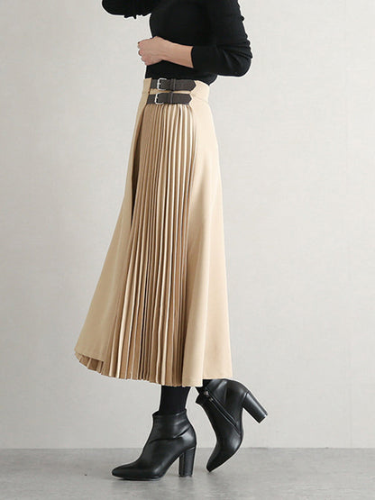 Women's Pleated A-Line Midi Skirt - additional product view | Hensley London