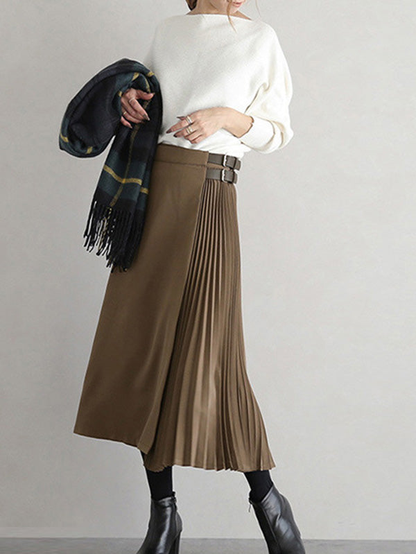 Women's Pleated A-Line Midi Skirt - additional product view | Hensley London