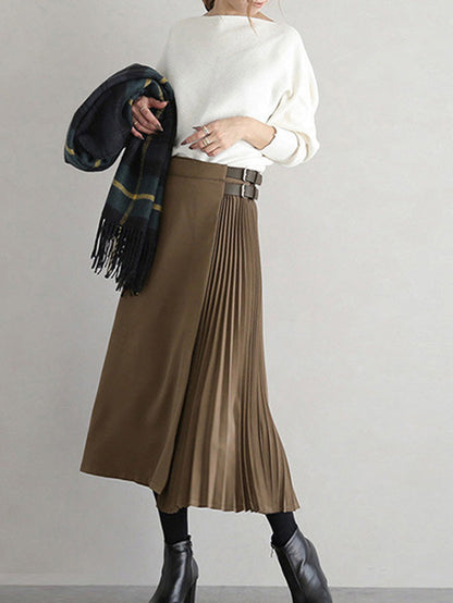 Women's Pleated A-Line Midi Skirt - additional product view | Hensley London