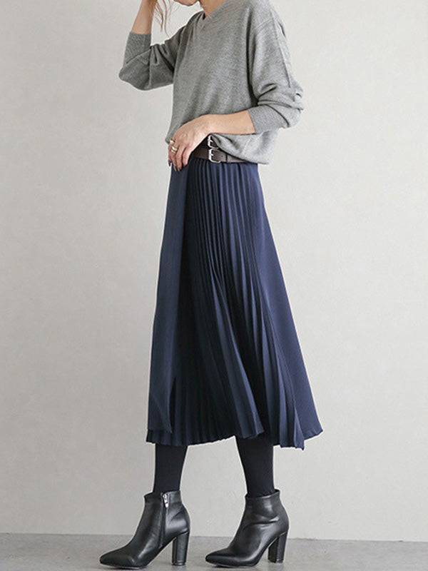 Women's Pleated A-Line Midi Skirt - additional product view | Hensley London